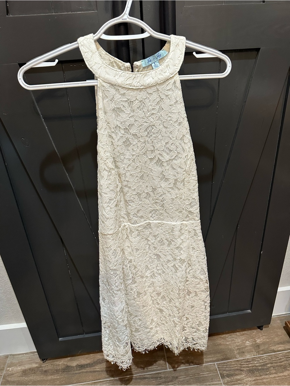 Ivory Lace Halter Midi Dress